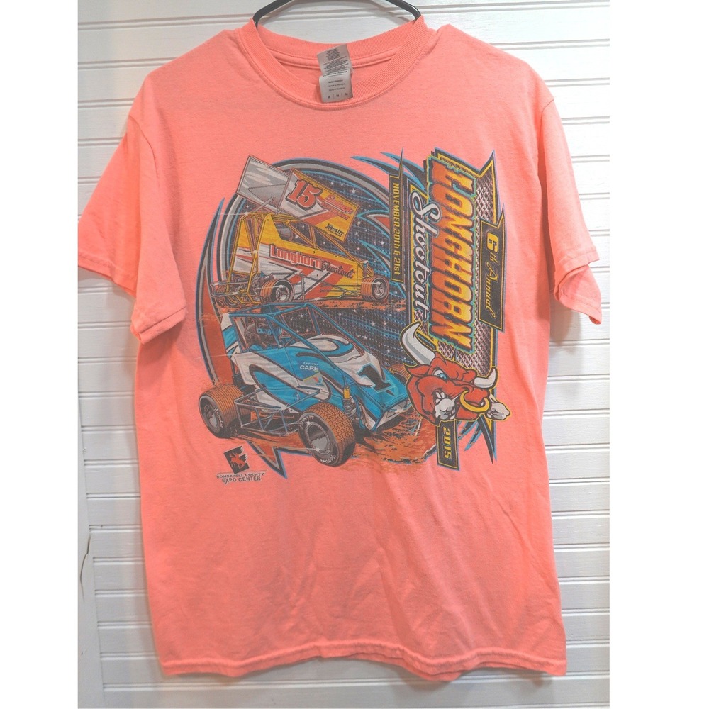 Racing T-Shirt Men's Medium Bright Pink Front & Back 2015 Sprint Car Graphics